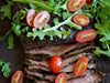 Grilled Balsamic Steak with Tomatoes & Arugula