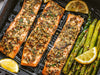 Air Fryer Salmon & Asparagus with Lemon Garlic Sauce